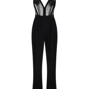 Elisabetta Franchi tuta donna in crepe con inserti in pizzo